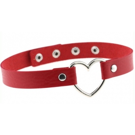 Metal Heart Collar - 4 Snap RED