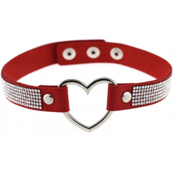 Collar Corazón Strass Rojo