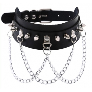 Joy Jewels Piky Spike Collar Black-Silver