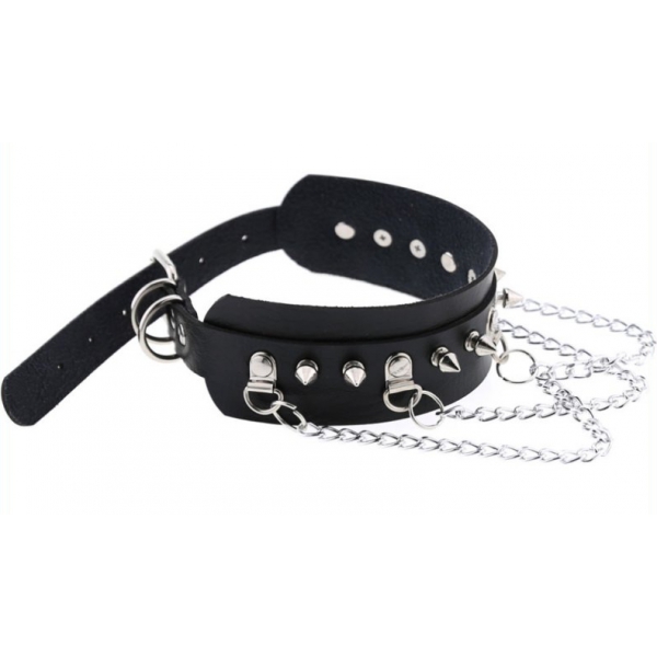 Collar Piky Spike Negro-Plata