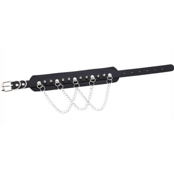 Collar Piky Spike Negro-Plata