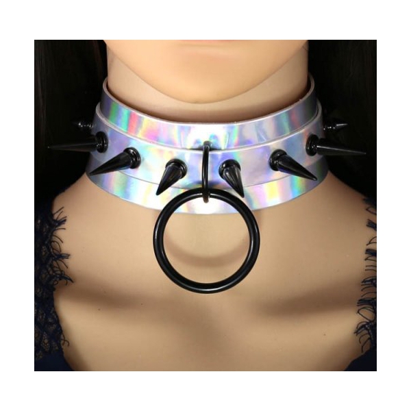 Collar Strobo Laser Spike Plata-Negro