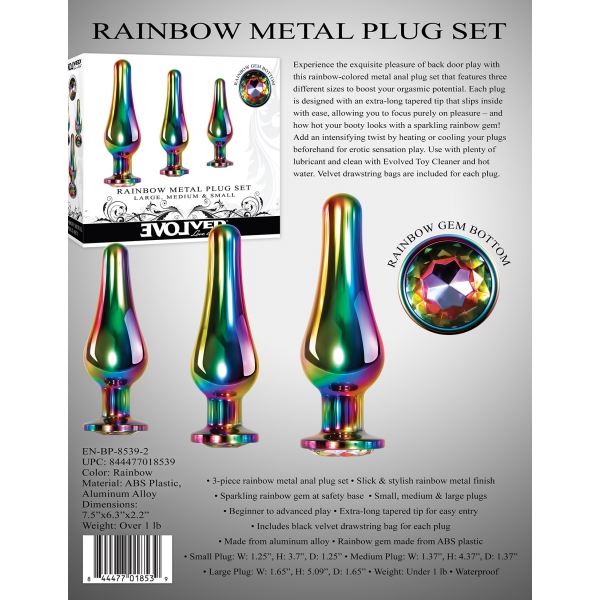 Set van 3 Gem Rainbow Evolved juwelenpluggen