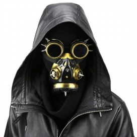 KinkHarness Steampunk Goggles Rivets Splice Mask GOLD
