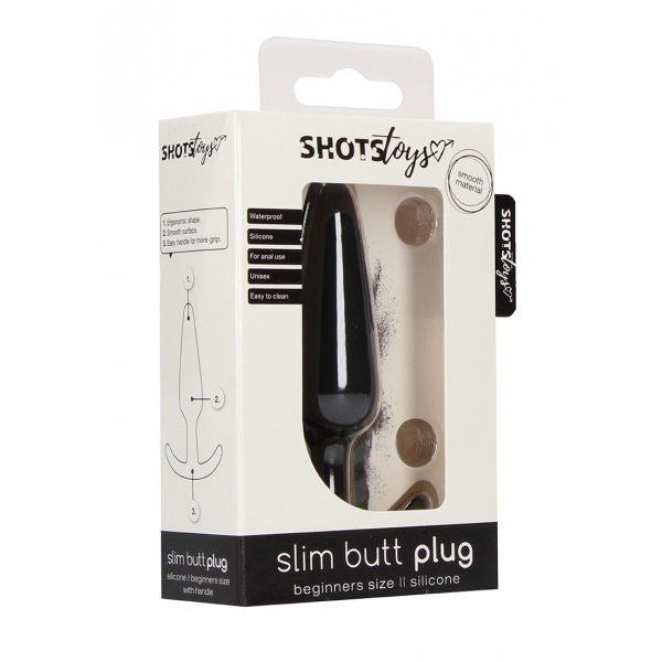 Slim Butt Silicone Plug 7.5 x 2cm Black