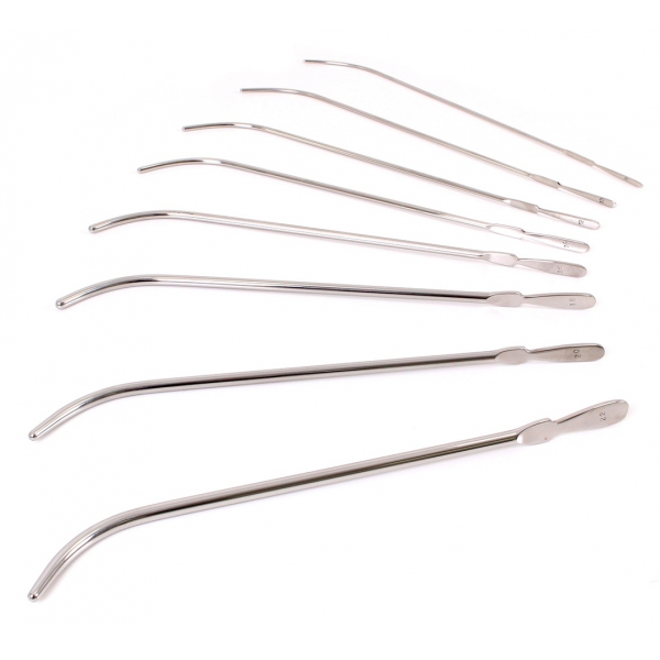 Set van 8 Van Buren gebogen urethra staafjes 22cm - Diameters 3 tot 7mm