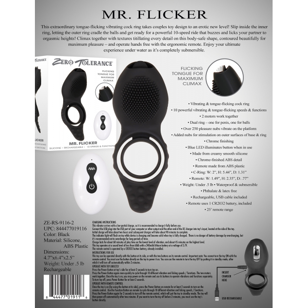 Cockring + stimolatore Clito Mr. Flicker 30mm