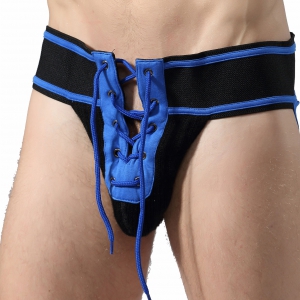 MOB Eroticwear Jockstrap FETISH FOOTBALL MaleBascis Nero-Blu