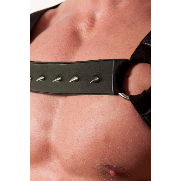 Fetish Harness with BLACK RUBBER Spikes