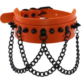 Spikes Collar With Black Chain