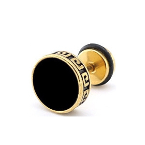 Malejewels Pendientes de oro-negro FLAT ETHNIC