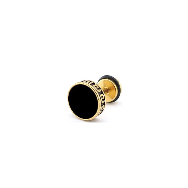 Ear stud FLAT ETHNIC gold-black