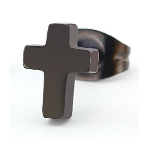 Malejewels Ohrstecker CROSS Schwarz