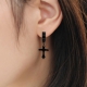 Thick Cross Pendant Earring BLACK
