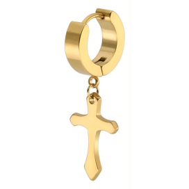 Malejewels Thick Cross Pendant Earring GOLD