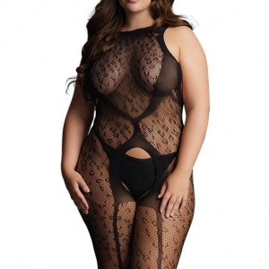 Le Désir CROTCHLESS LEOPARD Jumpsuit Preto