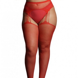 Strumpfhose mit Strapsen RHINESTONE Rot