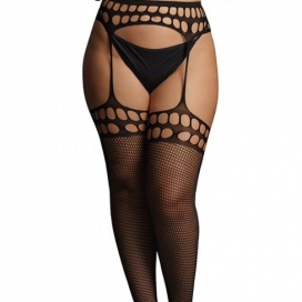 Le Désir Fishnet stockings and garter belt OPEN DESIGN Black