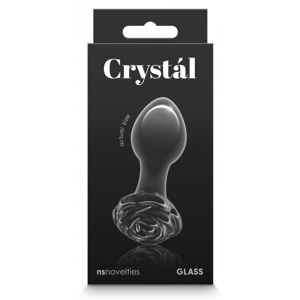 Tampa de Vidro Rosa Cristal 7 x 3,2cm Preto