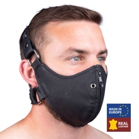 Leather mask with zip