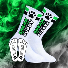 SNEAKFREAXX PUPPY NEON Socken Weiß-Grün
