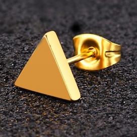 Malejewels Gold plated Triangle 6mm stud earrings