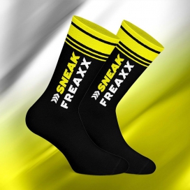 SneakFreaxx BIG STRIPE Socks Black-Yellow