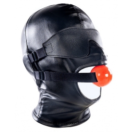 KINKgear SM hood with gag and Subfull mask Black