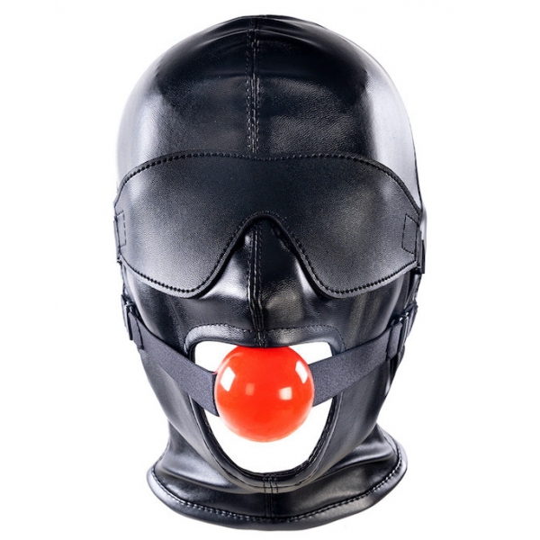 SM hood with gag and Subfull mask Black