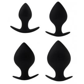 Set van 4 zwarte Spade Silicone Pluggen