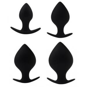 BlackMont Set of 4 Black Spade Silicone Plugs