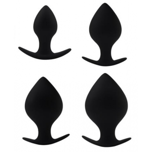 BlackMont Set van 4 zwarte Spade Silicone Pluggen