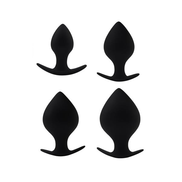 Set van 4 zwarte Spade Silicone Pluggen
