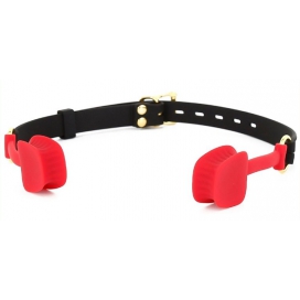 KINKgear Zen Open Bavaglio in silicone nero-rosso