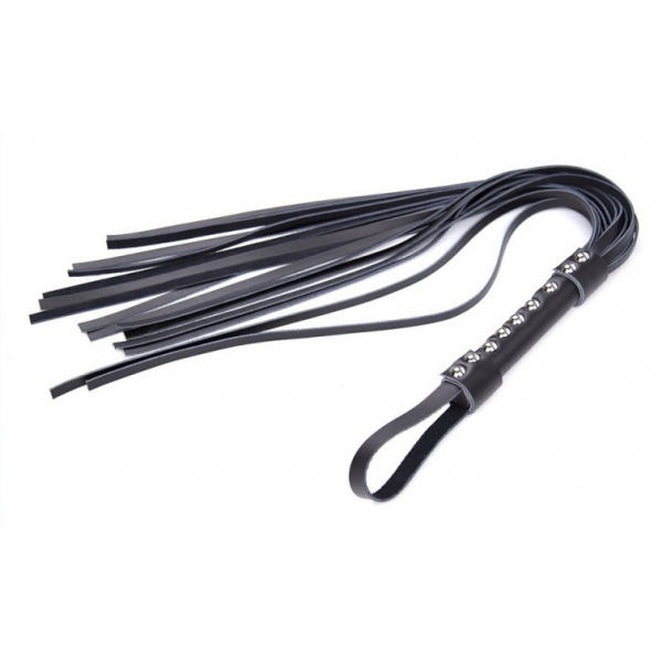 Bondage Flogger With 9 Nails Handle BLACK