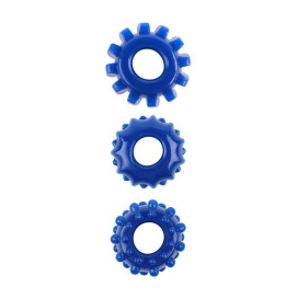 Set of 3 Soft Cockrings Gear Up Blue