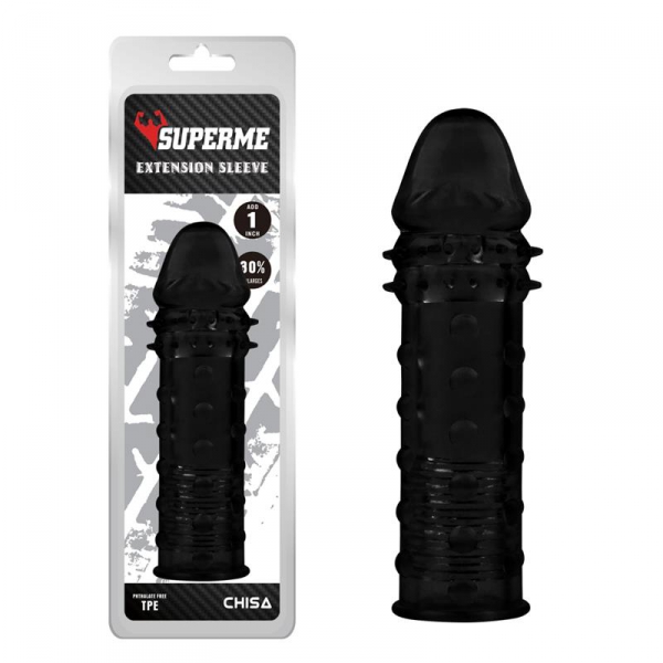 Manicotto per pene a struttura extra 16 x 4,5 cm nero