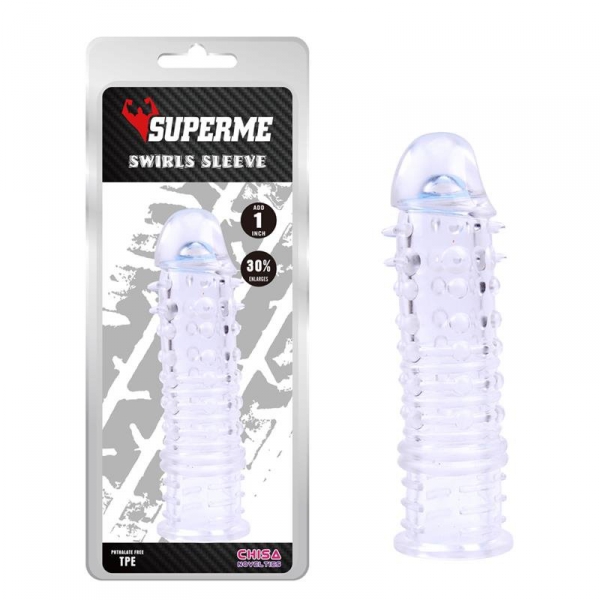 Swirls penis sheath 16 x 4cm Transparent