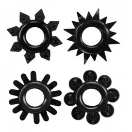 Set of 4 Black Ring Stars Soft Cockrings