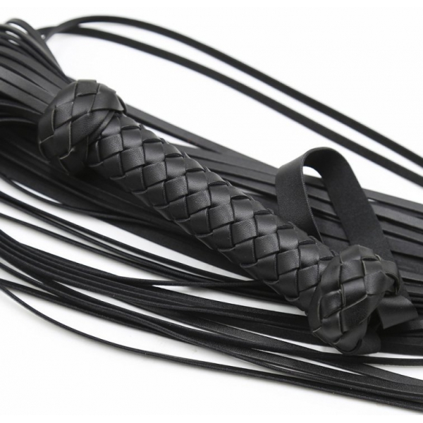 Leather Flogger Whip with Braided Handle