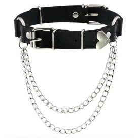 Love Heart Chain Necklace Black