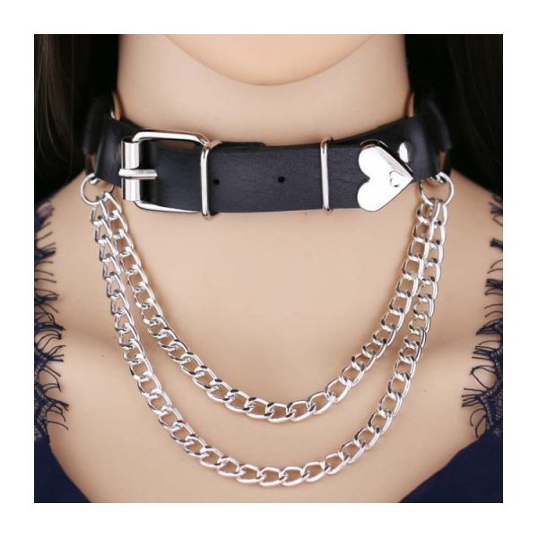 Love Heart Chain Neckholder Schwarz