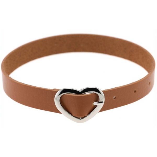 Collar Marrón Corazón Adherido