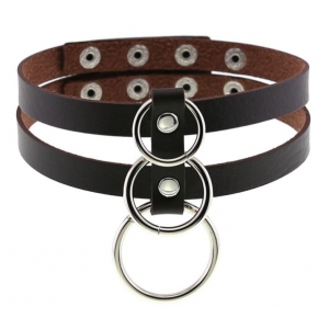 Joy Jewels Double Row 3 O-ring Collar BROWN