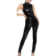 Vinil Total Zip V Jumpsuit Preto