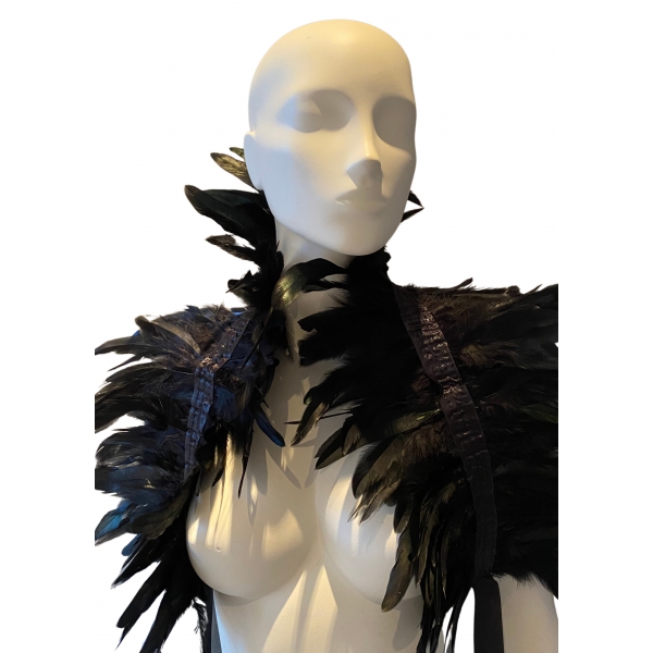 Black Feathered Shoulder Covers