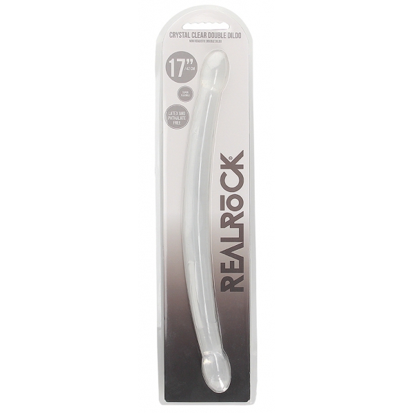 Dubbele Kristallen Dildo RealRock 42 x 3.5cm Helder