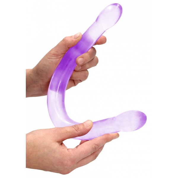 Dildo doppio di cristallo RealRock 42 x 3,5 cm viola