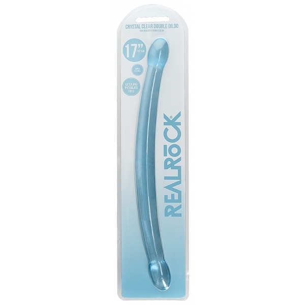 Dildo doppio di cristallo RealRock 42 x 3,5 cm blu