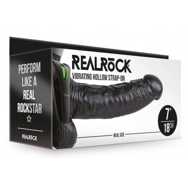 Dildo con cintura vibrante Hollow Vibe RealRock 18 x 4,5 cm nero